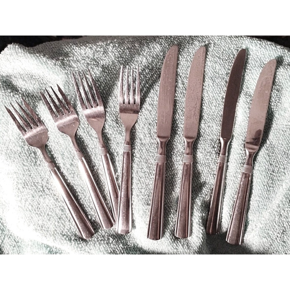 Pfaltzgraff Kenilworth flatware‎ 2 Forks 2 Salad Forks 4 Table Knives Discont'd